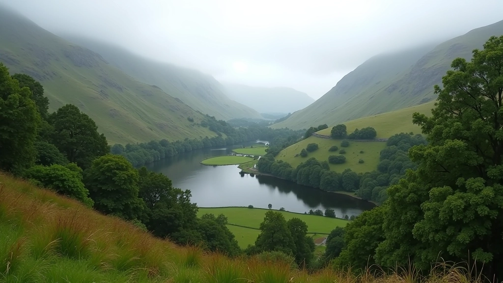 Glendalough valley with lakes